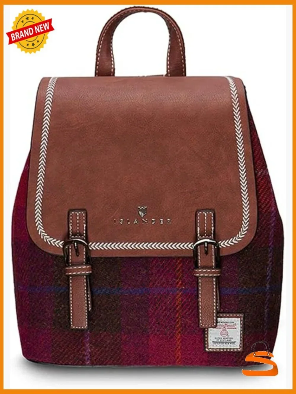 Harris Tweed & Vegan Leather Daypack Backpack - Scottish Design
